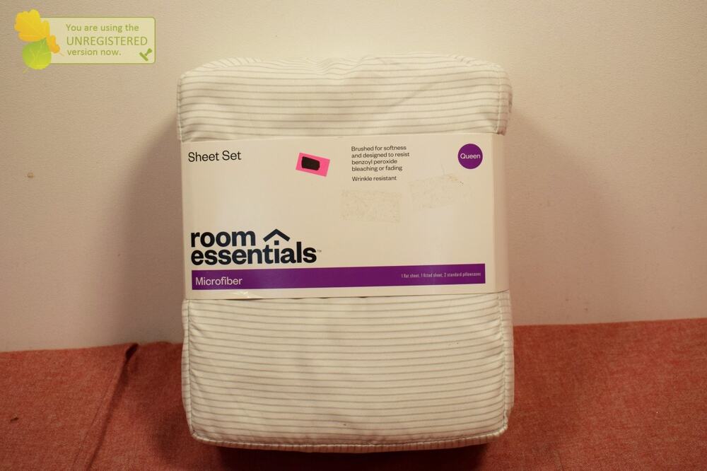 Room Essentials Queen Striped Microfiber Sheet Set Gray#